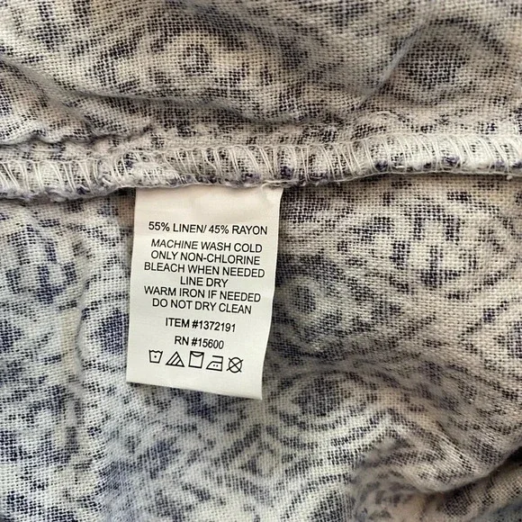 NWT Briggs Linen Blend Blue and White Print Shorts Pockets Drawstring Size 2XL - Picture 5 of 5